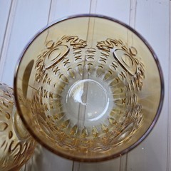 New Dynasty Bellini Amber Glass Tumblers Set of 2 Made in Italy 4.5in