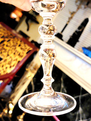 SET OF 6 CRYSTAL WINE GLASSES WITH PLATINUM RIMS, NWOT