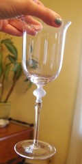Vtg Set 4 SASAKI ISABELLE Crystal Water Goblets FROSTED CUT LEAF BALL STEM 9 1/8