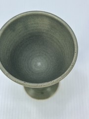 Hand Throw Art Studio Green Goblet Handmade Pottery Wine Glass Chalice