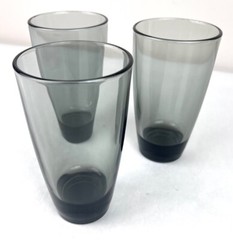 3 Vtg. Libbey Classic Smoke 18oz Glasses MCM Barware Tumbler Drinkware