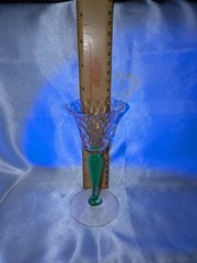 6 Steuben RARE Shape #3551 Pomona GREEN & PINK 5 3/4″ Inch OPTIC WINE GLASSES
