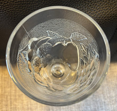 Arcoroc France Clear Molded Embossed Fruit Design Goblets 7″