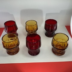 Six vintage mixed a lot Georgian Ruby and gold tumblers glasses MCM