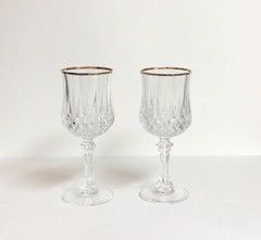 Cristal d’Arques Durand Longchamp Gold Rim Wine Glasses 6 oz- Set of 2