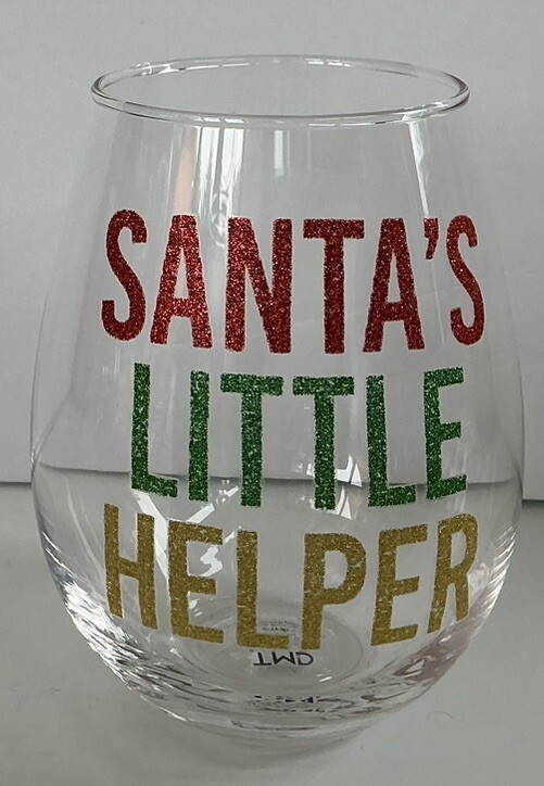Santa’s Little Helper Wine Glass Holds Entire Bottle Of Wine 32 OZ