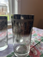 Vintage Dorothy Thorpe Silver Fade Highball Glasses —Set of 6 etched floral