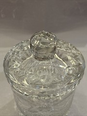 Vintage Lead Crystal Clear Biscuit Cookie Jar Container Chardoney Pattern Poland