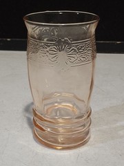 1- Rare Vintage Macbeth-Evans Glass Dogwood Pink Tumbler 4 3/4″ Depression