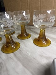 Lot of 5 (5) Schott Zwiesel Roemer Amber Beehive Stem Glasses Germany 5 1/2 Tall