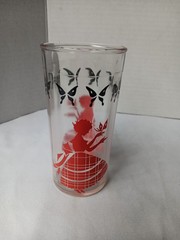 1950’s Swangy Swig Glassware Tumbler Southern Bell & Butterflies 4.75″ Height