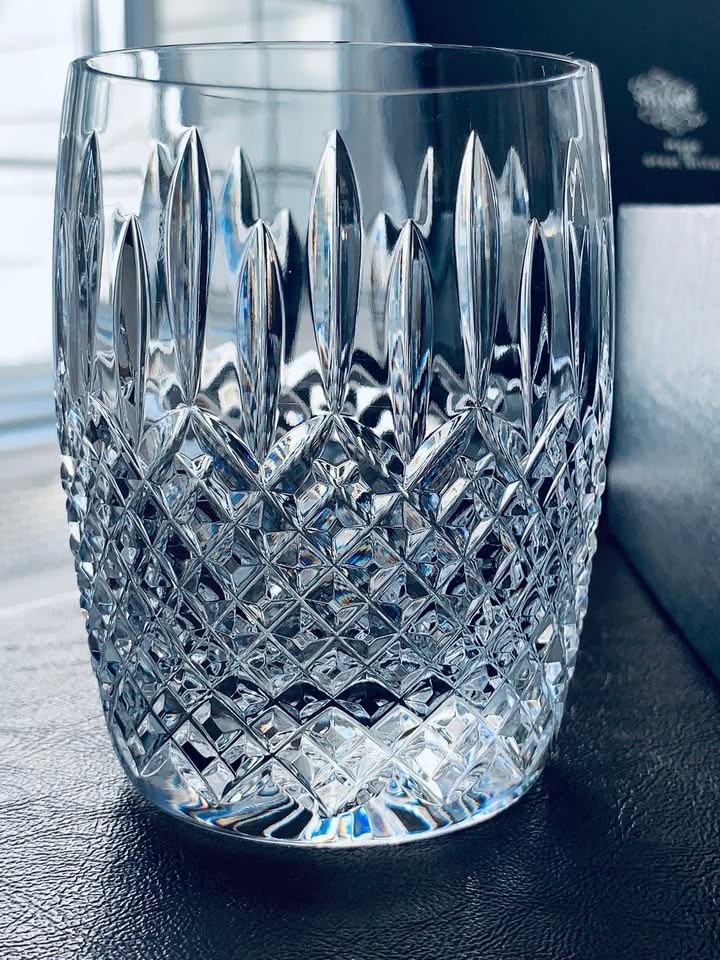 STUART Crystal Glasses – Manhattan Pattern; Set of 4 ; 11oz Tumblers; NEW IN BOX