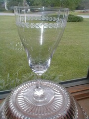 3 Bryce Crystal Clear Stem #285 BAND 600 Laurel Parfait Goblets THREE (big)