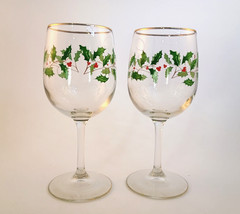 Set of 2 Lenox Holiday Dimension 10 Ounce Wine Glasses/Water Goblets