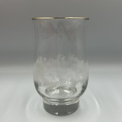 Libby Winter Frosted Pine Cone Gold Rim Christmas Glass Weighted Bottom