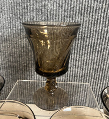 Fostoria Jamestown Brown Water Goblet 5 7/8 in Tall- Discontinued- 5 glasses