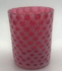 Antique glass tumbler Hobbs Brockunier cranberry opalescent WINDOWS / polka dot