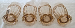 Set of 4 Anchor Hocking Depression Glass Coronation Pink Ribbed Footed Tumblers
