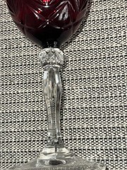 Pair Of Cristal D’Arques-Durand Ruby Red Wine Glass or Water Goble 8″ Tall ~ 8oz