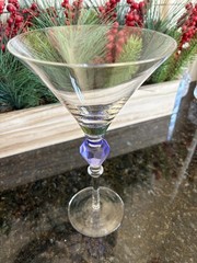 GEMSTONES by Gorham Martini Glass Blue 9 3/8″ Blown Glass Crystal No Chips
