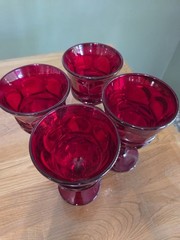 4 Vintage Fostoria Argus Ruby Red Goblets Glasses 10 oz