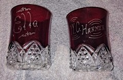 Antique Ruby Red Flash Glass Louisiana PirchExpo 1904 Souvenir Glasses