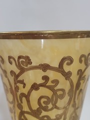 Arte Italica AI23 Yellow Alabaster 24K Gold Encrusted Goblets Italy Set of 3