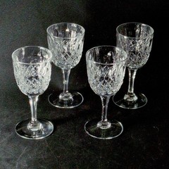WEBB THOMAS NORMANDY SHERRY GLASSES, Cut Crystal, 4 3/4″, 3 Oz, ENGLAND, 4PCS