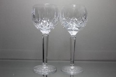 Set of two (2) Waterford Crystal Lismore Wine Hock Stem Glass 7 1/2″ Tall MINT