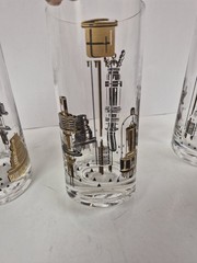 Rare Vintage Libbey MCM Georges Briard Highball Black Gold Barware Atomic Era