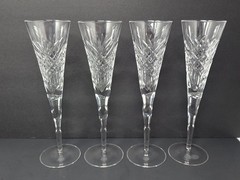 Set Of 4 Godinger Champagne Flutes 10-3/4″ Pineapple Collection Crystal Toasting