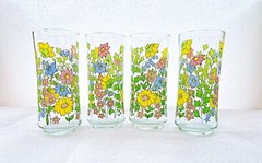 Corelle Spring Meadow 16 oz Glass Tumblers Glassware 6 1/2″ Set of 4