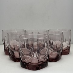 Set Of (6 ) Vintage 3.75” Libbey Imperial Plum Lowball Whiskey Drinking Glasses