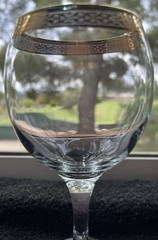 Vintage Crystal Gold Rim Pasabahce Circle Classique Wine Water Goblet Glasses(3)