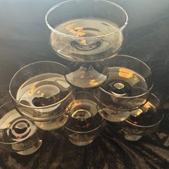 Libbey Tawny Accent Champagne Sherbet Glass Smoke Brown Footed Vintage Set of 6