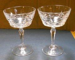 VINTAGE LOT 2 WM DALTON 24% LEAD CRYSTAL CHERBOURG FRENCH CHAMPAGNE STEM GOBLETS