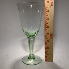 Hand Blown Green Tint Stemmed Wine Glasses Set of 3 Vintage Artisan 8oz