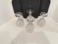 Four Vintage Glass Duncan & Miller Pressed Hobnail Water Goblets-5.75 Ounces