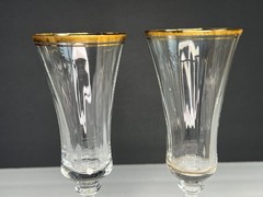 Set MIKASA Jamestown Clear 24 KT Gold Trim Champagne Flute Blown Made in Austria