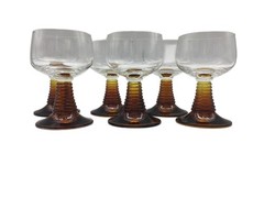 Bee Hive Stemmed Wine Glasses Mid Century Modern Home Barware Set 6 Wine Glasses