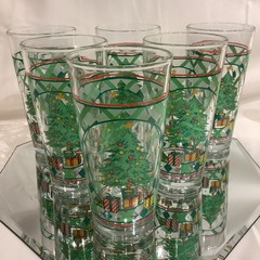 KIG Indonesia 6” Glass Tumbler Christmas Tree Lattice Design – Set of 6