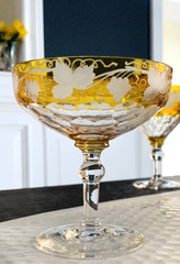 72-Piece Bohemian Crystal Water, Champs, Bowl & Plate Set w/Grapevine Motif