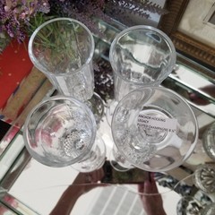 Mixed Lot of 4 Anchor Hocking Legacy Pattern Crystal Water Goblet & Champagne