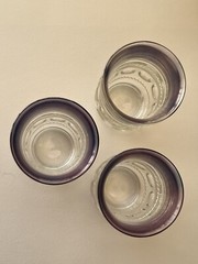3 VTG Kings Crown Cranberry Flashed Top Only Flat Tumblers 9 oz. EUC