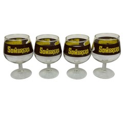 4 Vintage Sombrero Cocktail Glasses Mexican Barware Footed 10 Oz. Cinco de Mayo