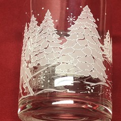 Vintage Avon Through the Woods Frosted Winter Sleigh Ride Lowball Glasses Set 3