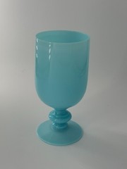 1930s French Blue Opaline Portieux Vallerystahl Wine Glass 6″ Tall & 3″ Wide