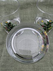 Vintage Nikko Christmas Tree Holiday Theme Set of 3 Double Old Fashioned Glasses