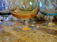 (6)Rare Icet Murano Cognac Brandy Glasses Set 4 Blue Green Red Yellow Nice Arte