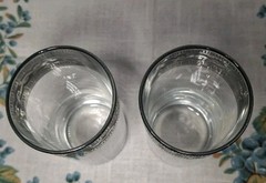 2 RARE Vintage 6.5 in. Italian Highball Glasses With Platinum Greek Key Band.